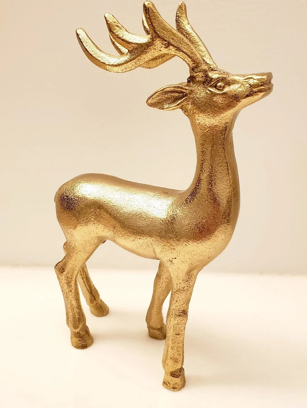 Brass Reindeer Holiday Decor Statue Elegant Accent 8.5 Inches Christmas In July
